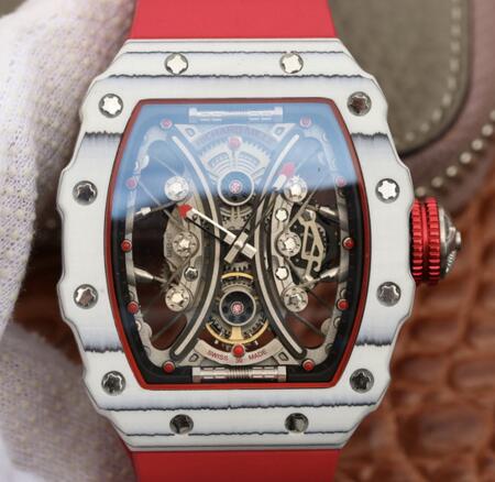 replica Richard Mille RM53-01 Carbon red rubber mens watch for sale